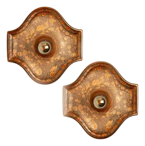 Oval Fat Lava Style Ceramic Wall Lights, 1970s, Set of 2