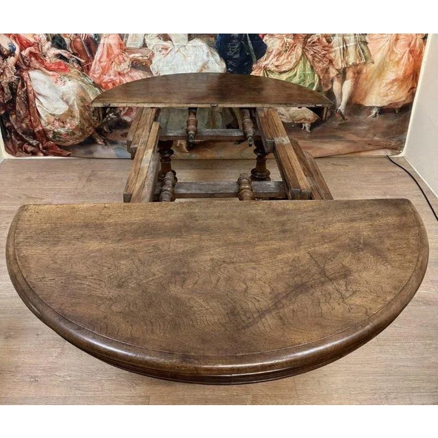 Circular Walnut Dining Room Table For Sale - Image 8 of 9