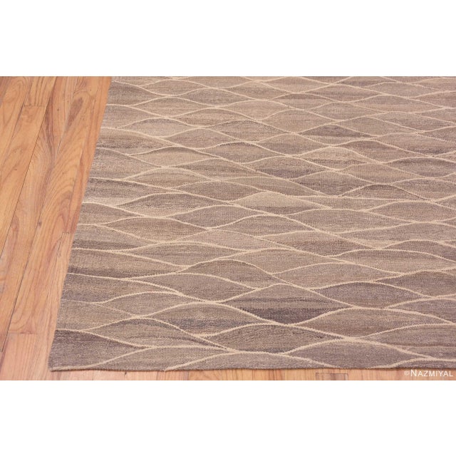 Neutral Earthy Long and Narrow Modern Hallway Flatweave Runner Kilim For Sale - Image 4 of 8