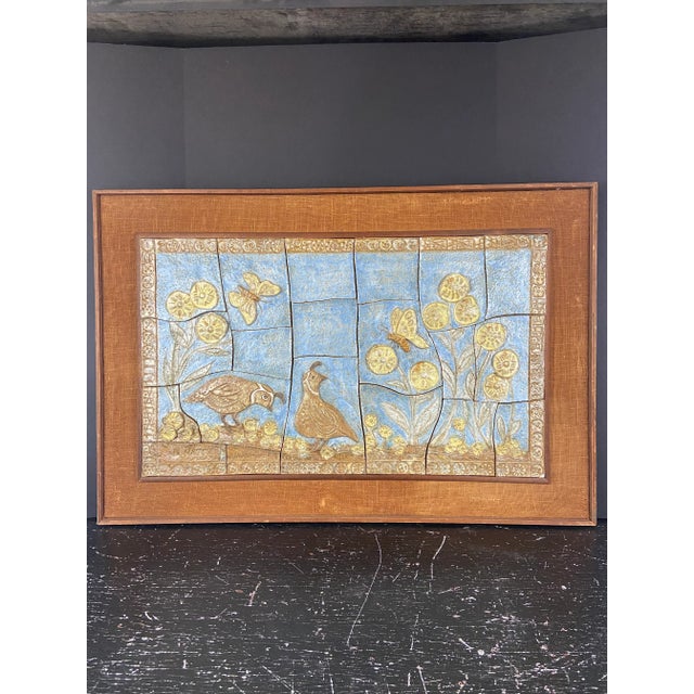 Sculptural Pottery Tile Scene, Framed For Sale - Image 9 of 9