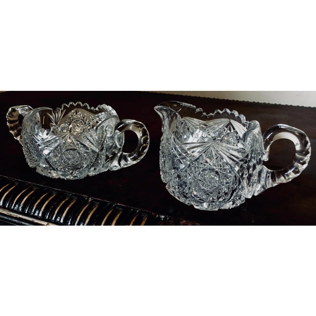American Brilliant Period Cut Glass Sugar and Creamer - 2 Pieces For Sale - Image 13 of 13