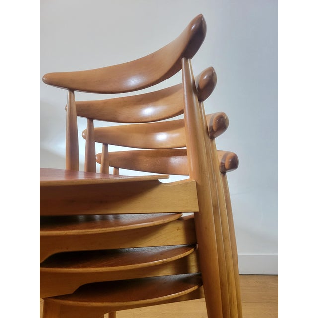 FH4103 Heart Chairs for Fritz Hansen by Hans J. Wegner, 1960s, Set of 4 For Sale - Image 12 of 18