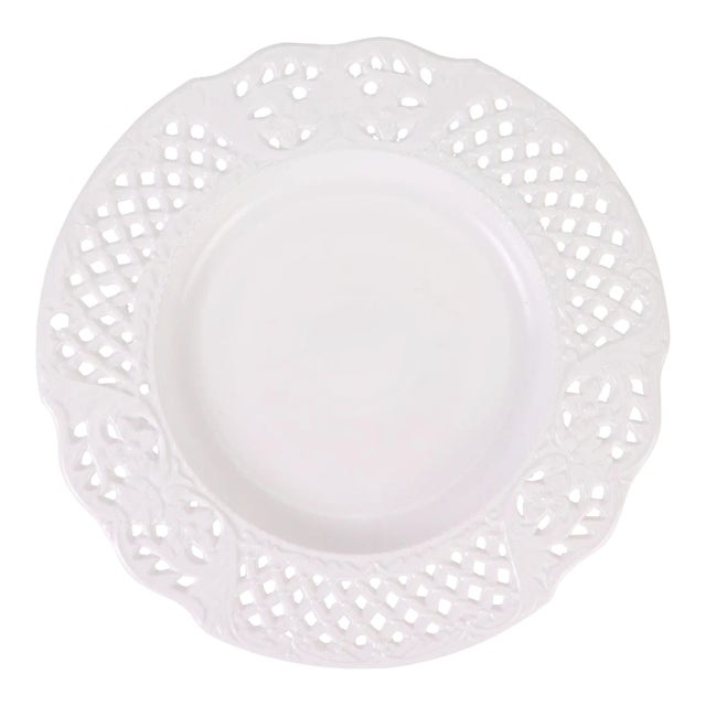 Pierced Porcelain Floral Dinner Plates, 11″ - White, Set of 4 For Sale