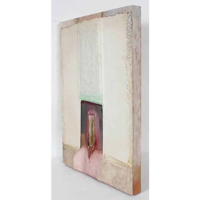 Abstract Hugh Wiley Mixed Media Abstract Painting on Wood, 1984 1984 For Sale - Image 3 of 4