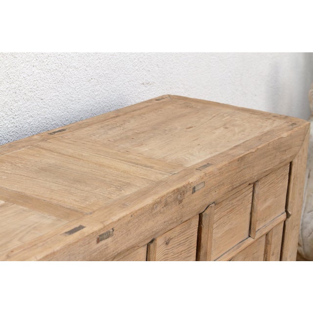 Rustic Bleached Wood 3-Door Grain Cabinet For Sale In Los Angeles - Image 6 of 9