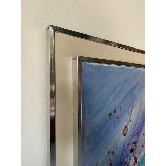 1970s Mid-Century Abstract Expressionist Acrylic on Canvas Painting, Framed For Sale - Image 12 of 13