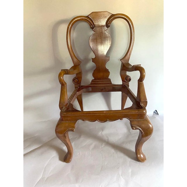 Brown Early 20c Queen Anne Red Velvet Mahogany Chair - 1 Pc For Sale - Image 8 of 9