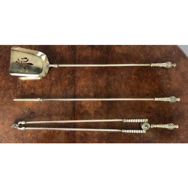 Antique Brass Fire Irons, 1860, Set of 3 For Sale - Image 4 of 4