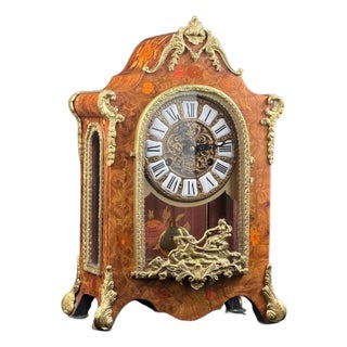 Italian Inlaid Mantel Clock, German Movement, 152in, 1940s For Sale