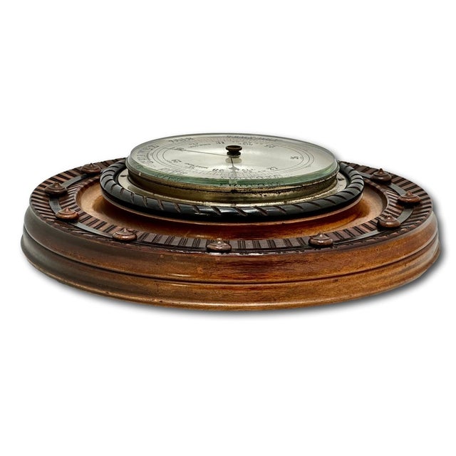 Beautiful and Fine Quality Antique Carved Mahogany Wall Barometer With Transparent Glass Dial - Circa 1890s For Sale - Image 15 of 18