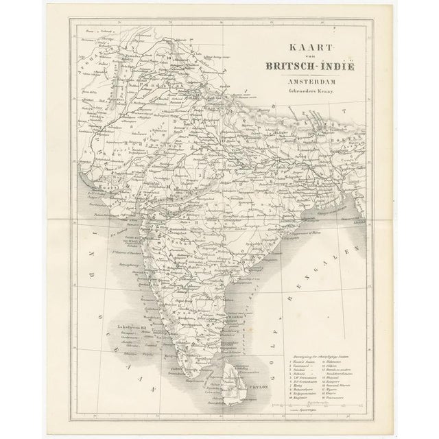 Antique Map of British India with Princely States and Railways, 1859 For Sale - Image 3 of 9