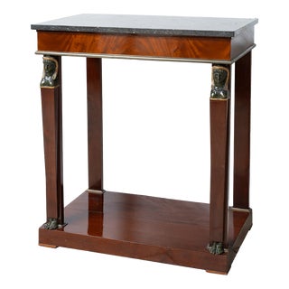 Console Table in Mahogany Feather with Black Belgian Marble Top, France, 1800s For Sale