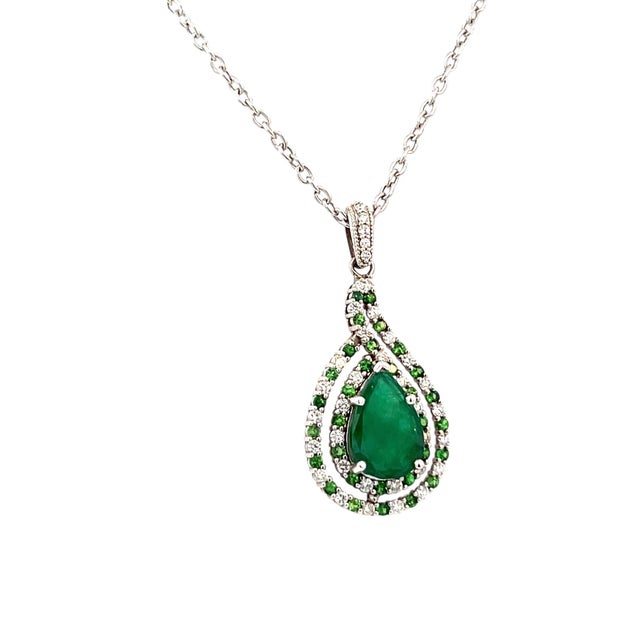 Natural Emerald Diamond Necklace 18" 14k Gold 5.6 TCW Certified For Sale - Image 4 of 13