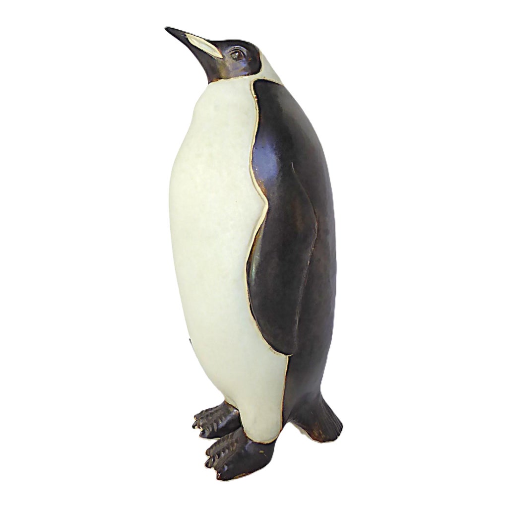 Vintage Scandinavian Modern Large Pottery Realistic Penguin 1960s 