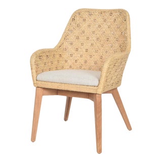 Ava Arm Chair, Beige, Rattan For Sale