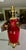 Single Chinese Asian Sang de Boeuf oxblood porcelain table lamp. The lamp vase is mounted on brass scrollwork base and...