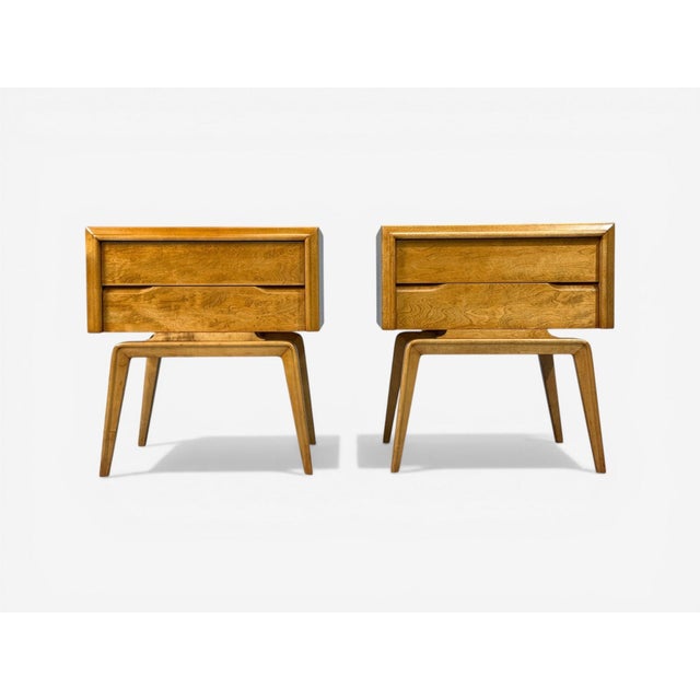 Edmond J Spence, Nightstands, Burled Maple, Bentwood, Sweden, 1960s For Sale - Image 4 of 10