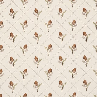 Schumacher Holden Hand Print Fabric In Cream For Sale