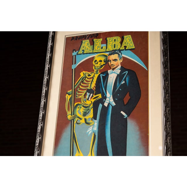 1940s Profesor Alba | Framed Spanish Stage Act Litho Poster For Sale - Image 4 of 7
