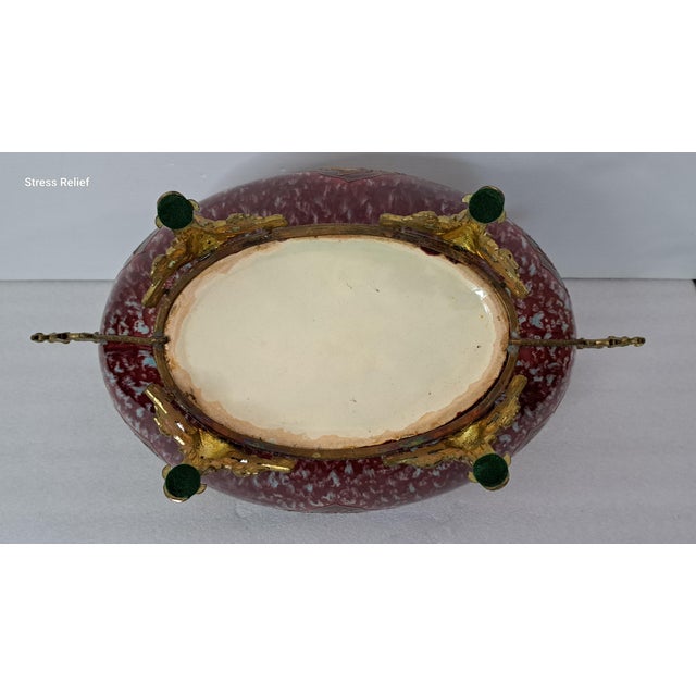 Ceramic Late 19th Century French Majolica Jardinière With Bronze Dragon Handles For Sale - Image 7 of 15
