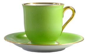 Green & Gold Coffee Cup & Saucer, 1950s, Set of 2