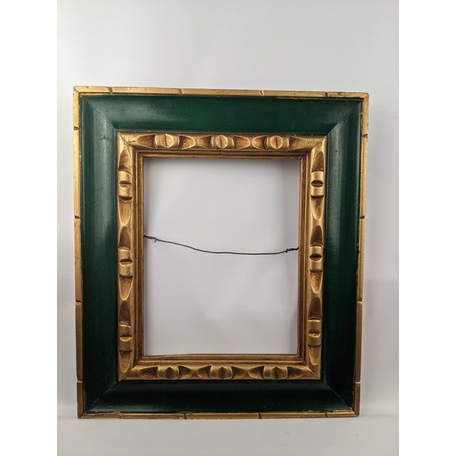 Vintage Gallerywall Green and Gold Gilt Wood 8 X 10 Picture Frame, Taiwan For Sale - Image 9 of 13