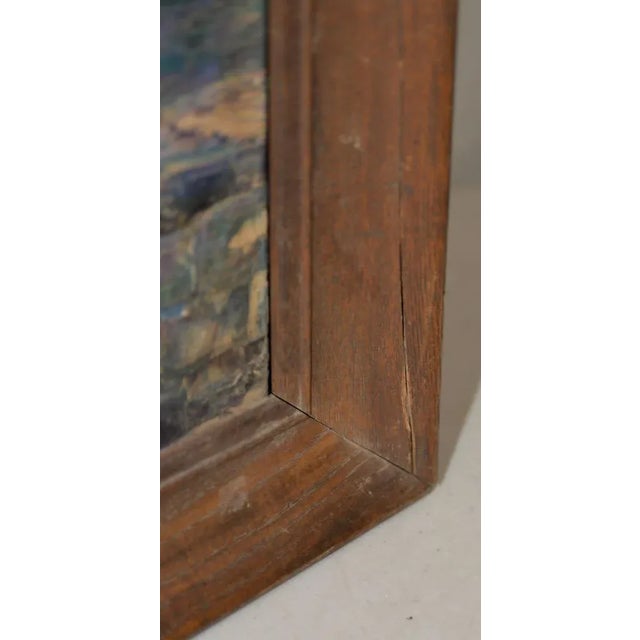 Paint Mid Century Illuminated Fountain at Dusk Oil Painting by Ione Smith C.1967 For Sale - Image 7 of 9