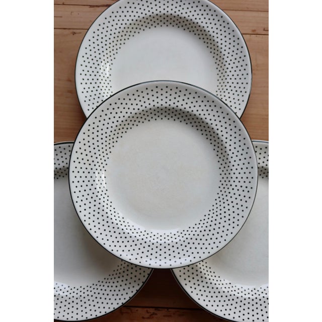 Gien Vintage Earthenware Dinner Plates with Black Polka Dot Pattern from Gien, 1990s, Set of 4 For Sale - Image 4 of 8