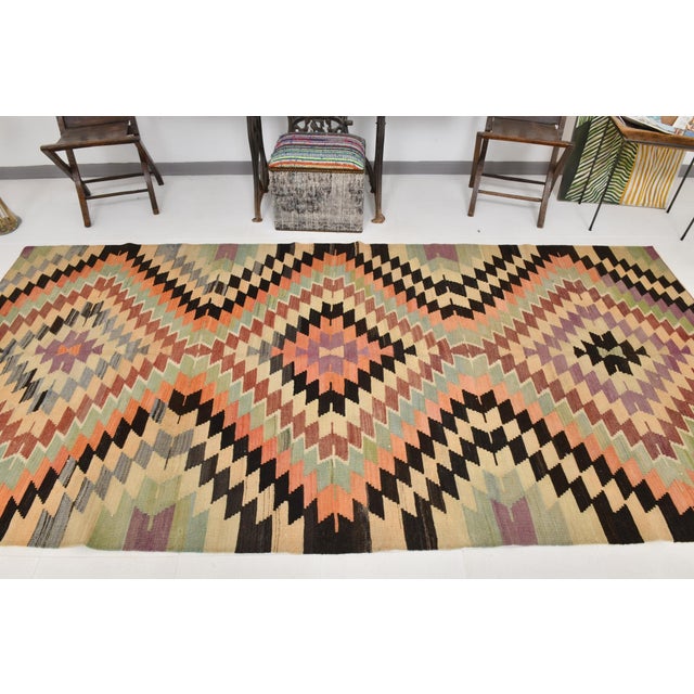 Anatolian Wool Kilim Rug For Sale - Image 3 of 11