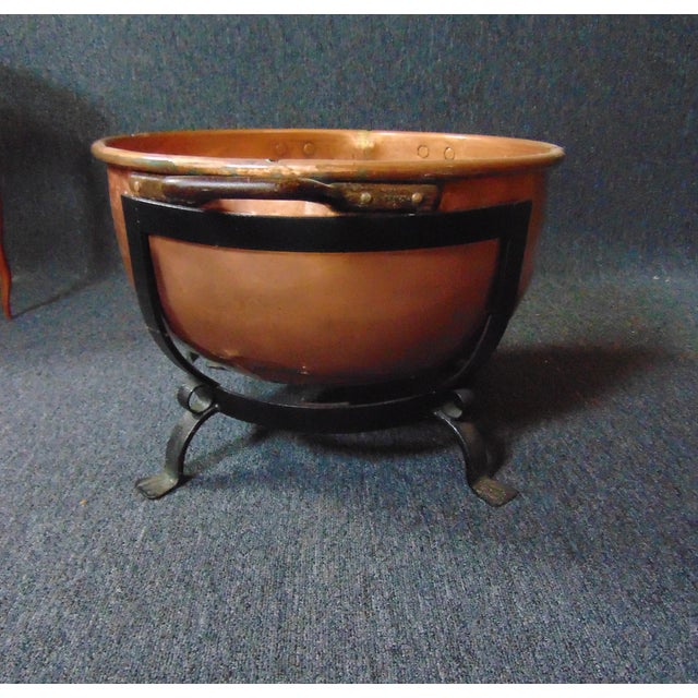 Copper Apple Butter Kettle / Wrought Iron Stand Chairish