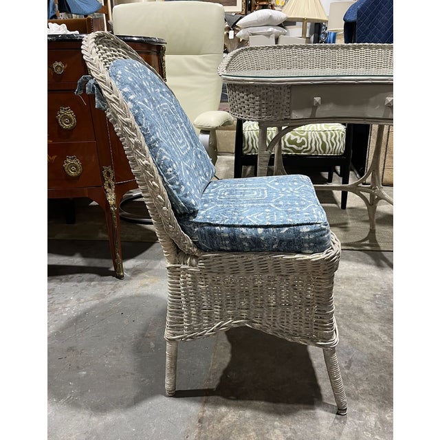 Antique Oriole Wicker Writing Desk or Vanity and Chair. Withrow For Sale - Image 15 of 18