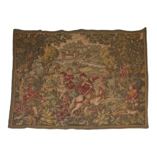 French Needlepoint Hunt Scene Tapestry For Sale