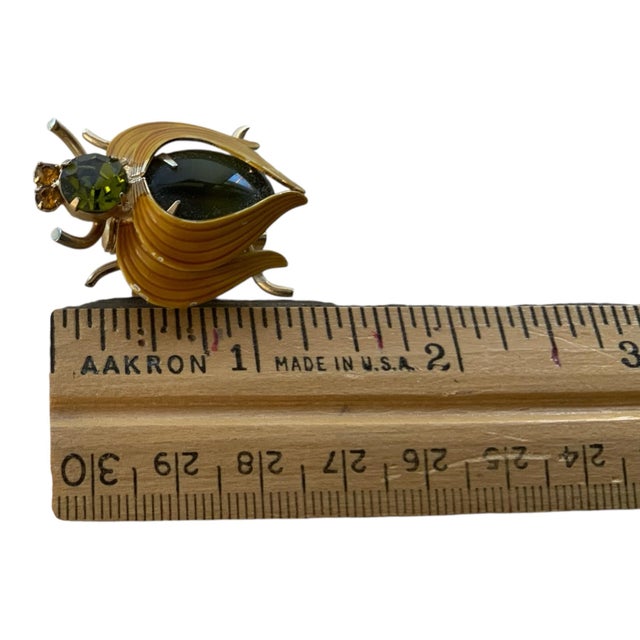 Vintage Alice Caviness Bug Insect Brooch With Glass and Crystal For Sale In Palm Springs - Image 6 of 7