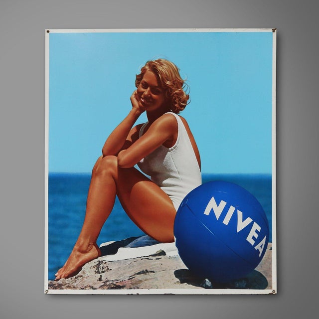 Large Vintage Belgian Advertising Sign for Nivea Cosmetics, 1970s For Sale - Image 12 of 12
