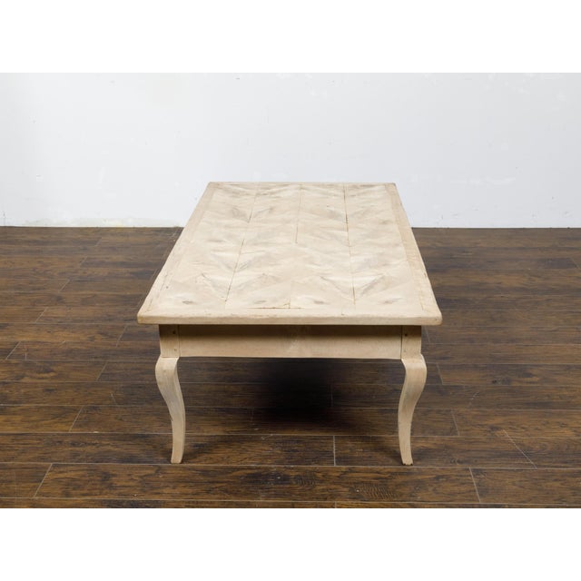 French 19th Century Fruitwood Coffee Table with Butterfly Veneer and Cabrioles For Sale - Image 9 of 12