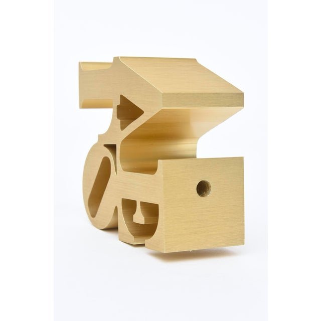 Brass Vintage 1970's Robert Indiana Brass Love Paperweight Sculpture For Sale - Image 8 of 8
