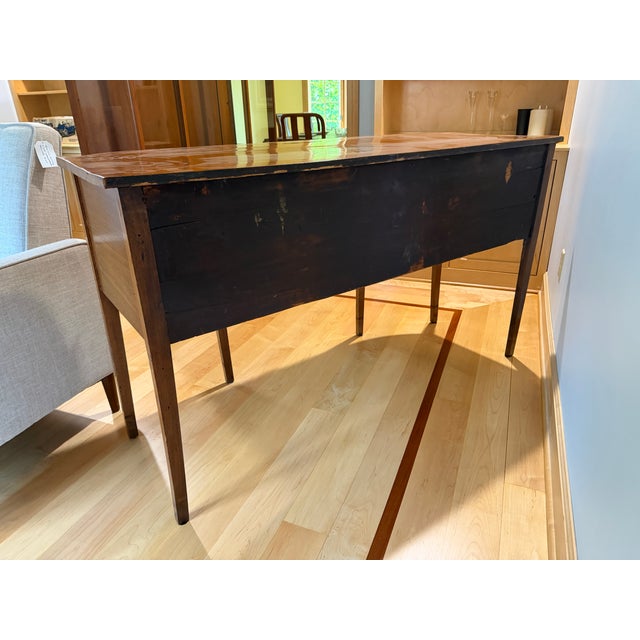 Wood Antique Sheraton Style Inlaid Mahogany Bow-Front Sideboard For Sale - Image 7 of 9