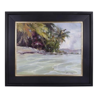 Howard Carr "Winds on Tropical Isle" Impressionist Seascape Oil Painting on Canvas For Sale