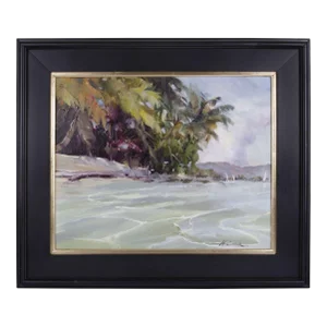 Howard Carr "Winds on Tropical Isle" Impressionist Seascape Oil Painting on Canvas