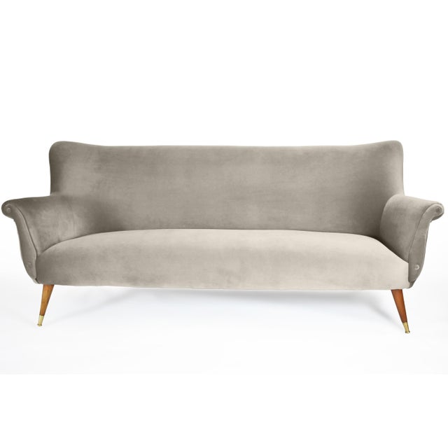 Wood German Three-Seater Sofa in Velvet, 1960s For Sale - Image 7 of 8
