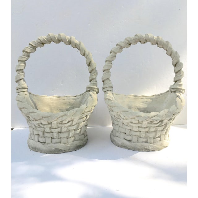 Concrete Basket Weave Planters Pair Chairish