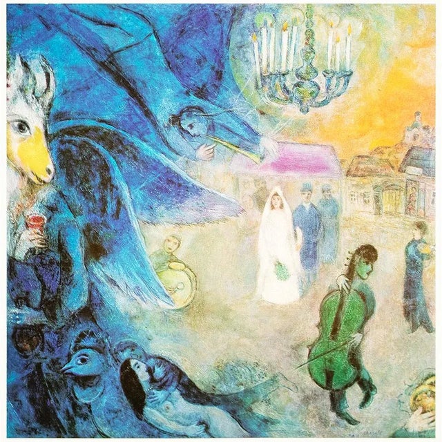Printmaking Materials 1972 After Marc Chagall "The Wedding Candles", Full-Color Parisian Print For Sale - Image 7 of 7