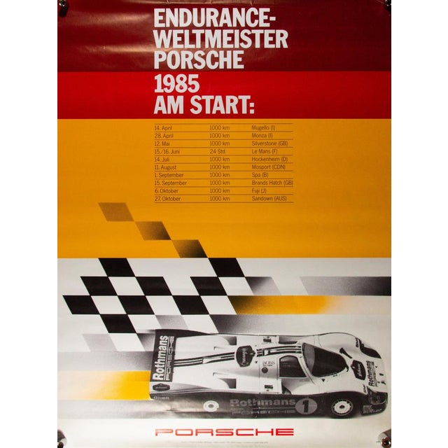 Orange Endurance World Champion Original Porsche Poster by Gruppe C, 1985 For Sale - Image 8 of 8