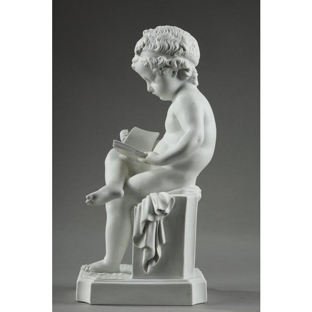 Porcelain Biscuit Figurines of the Child Reading and the Child Drawing, 1900s, Set of 2 For Sale - Image 18 of 18