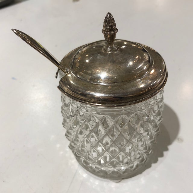 Sterling Silver Lid and Glass Jelly Jar With Spoon Chairish