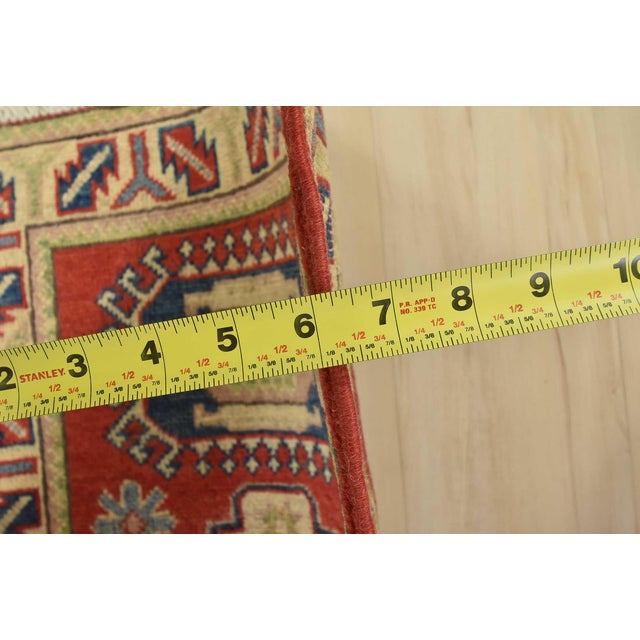 Red Kazak Rug 2’1” X 3′ Red Wool Tribal Hand-Knotted Oriental Carpet For Sale - Image 8 of 9