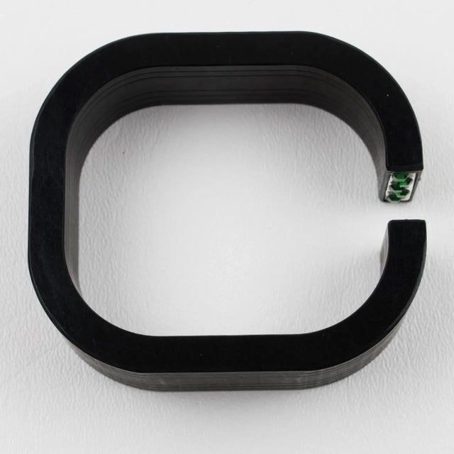 Black Fendi Geometric Black Resin Acrylic Cuff Bracelet For Sale - Image 8 of 10