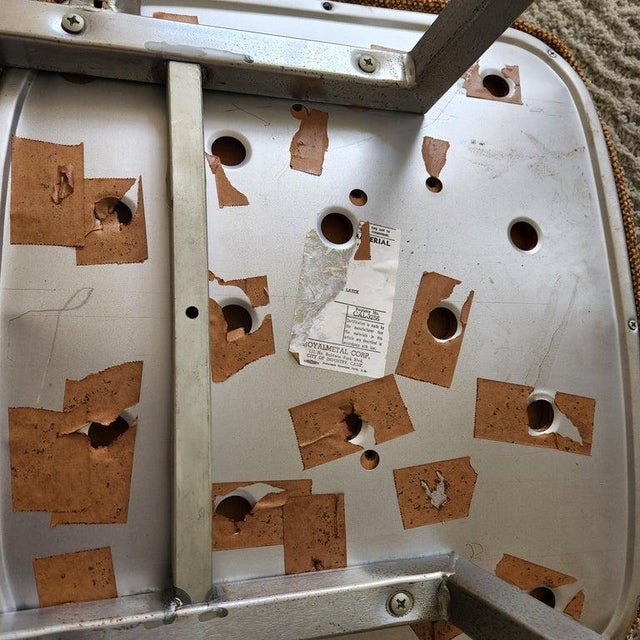 Gold 1960s Donald Deskey Style Industrial Armchairs Streamline for Royal Metal For Sale - Image 8 of 12