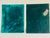 Pair of moody abstracts in dark phtalo green on paper. Signed by artist Mariana Shulga.