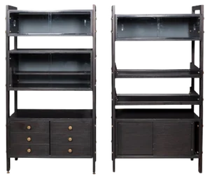 Italian Ebonised Open-Back Shelving Units, 1970s, Set of 2